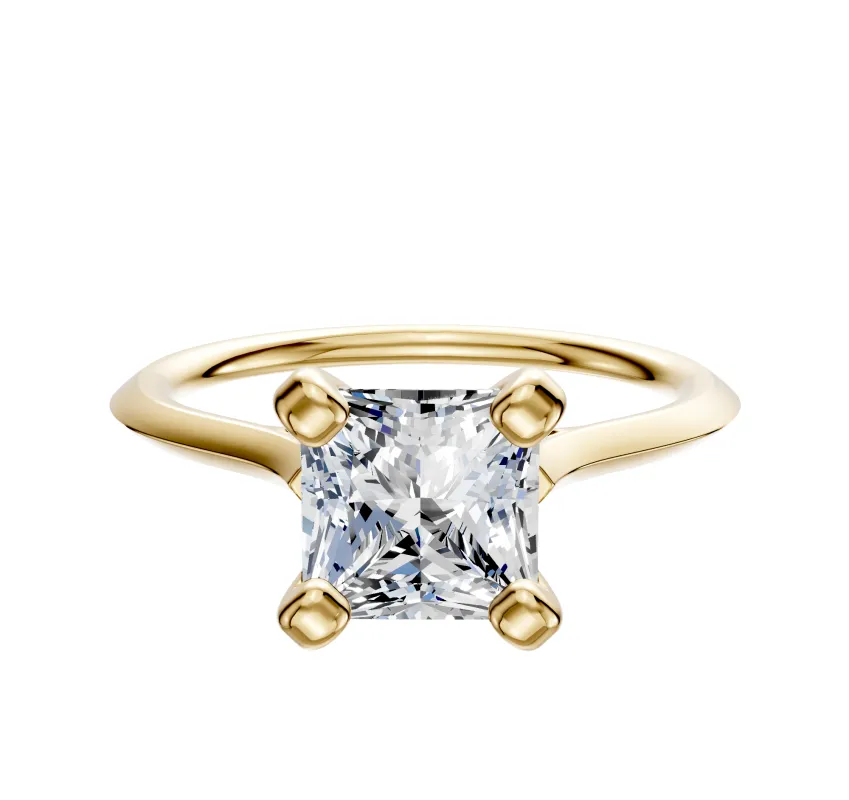 18K Yellow Gold 4 Prong Cathedral Knife Edge 1.5mm Engagement Ring made by Effy