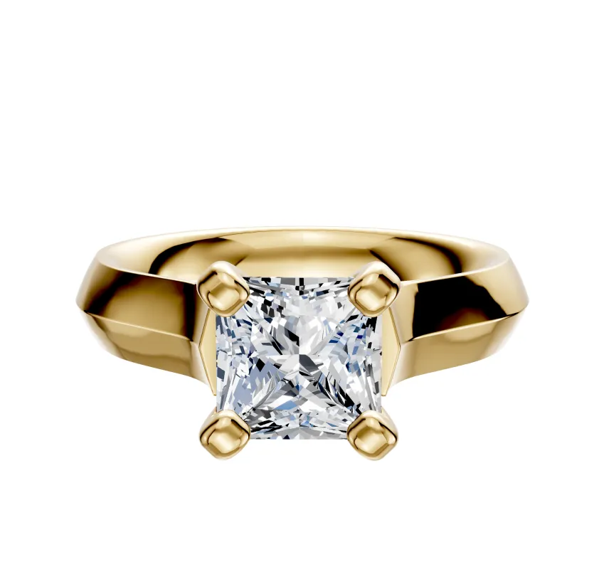 14K Yellow Gold 4 Prong Cathedral Knife Edge 4.0mm Engagement Ring sold by Effy