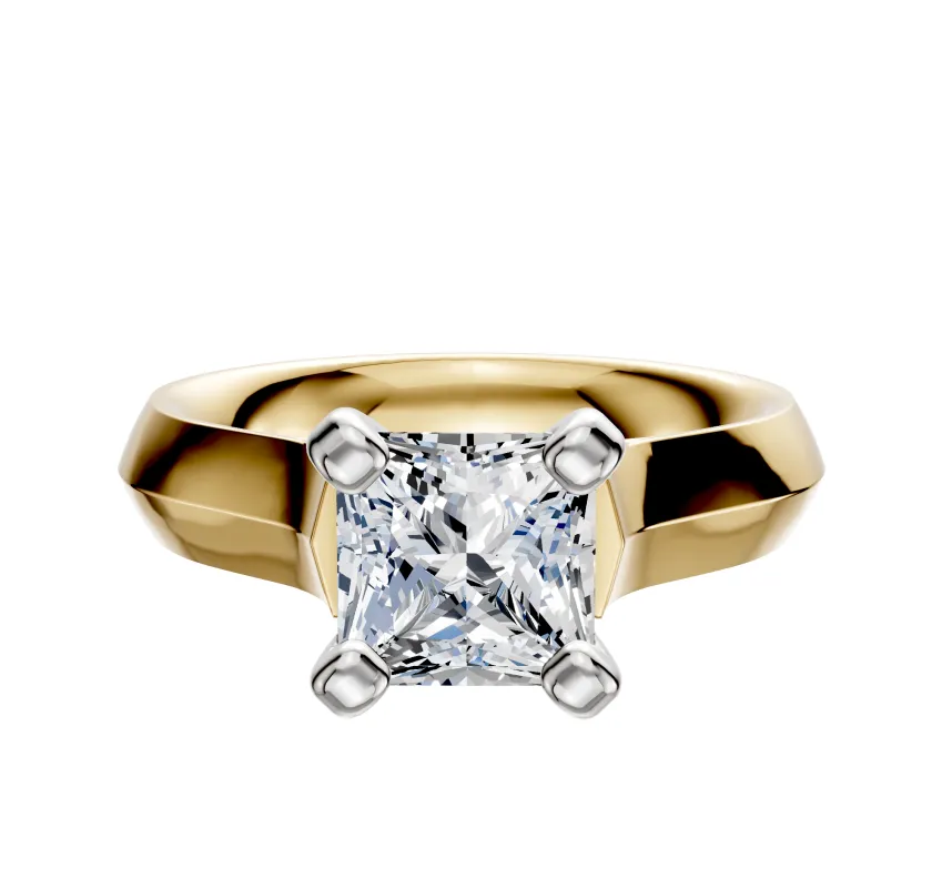 14K Two Tone 4 Prong Cathedral Knife Edge 4.0mm Engagement Ring sold by Effy