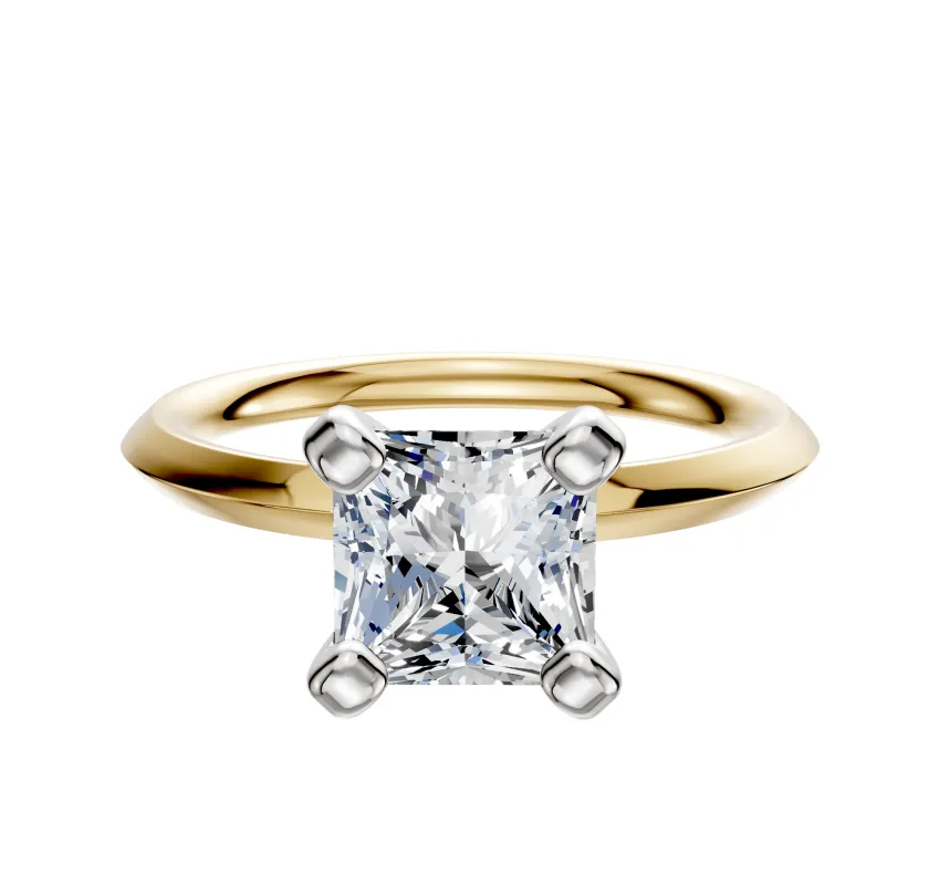 14K Two Tone 4 Prong Classic Knife Edge 2.0mm Engagement Ring made by Effy