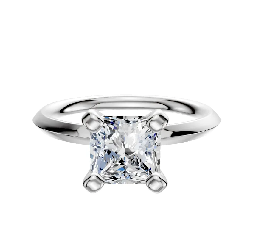 18K White Gold 4 Prong Classic Knife Edge 2.0mm Engagement Ring made by Effy