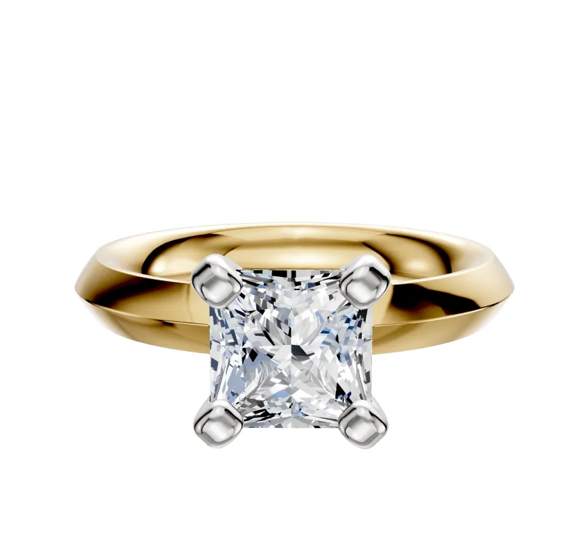 18K Two Tone 4 Prong Classic Knife Edge 3.0mm Engagement Ring sold by Effy