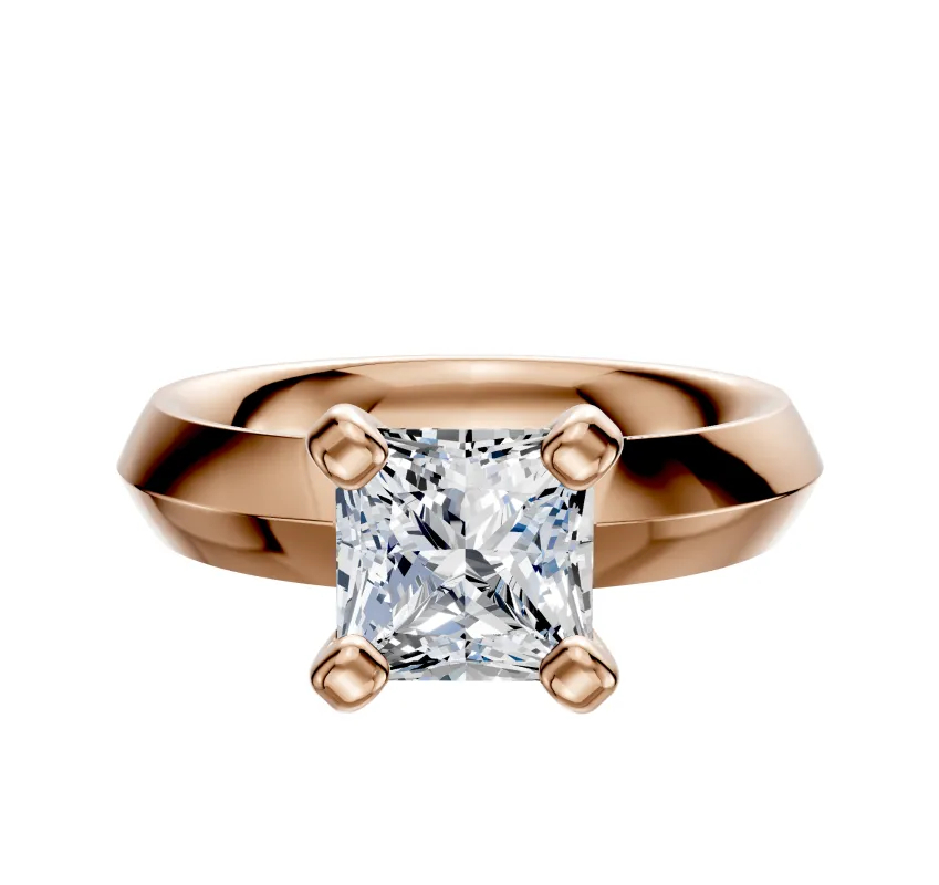 18K Rose Gold 4 Prong Classic Knife Edge 4.0mm Engagement Ring made by Effy