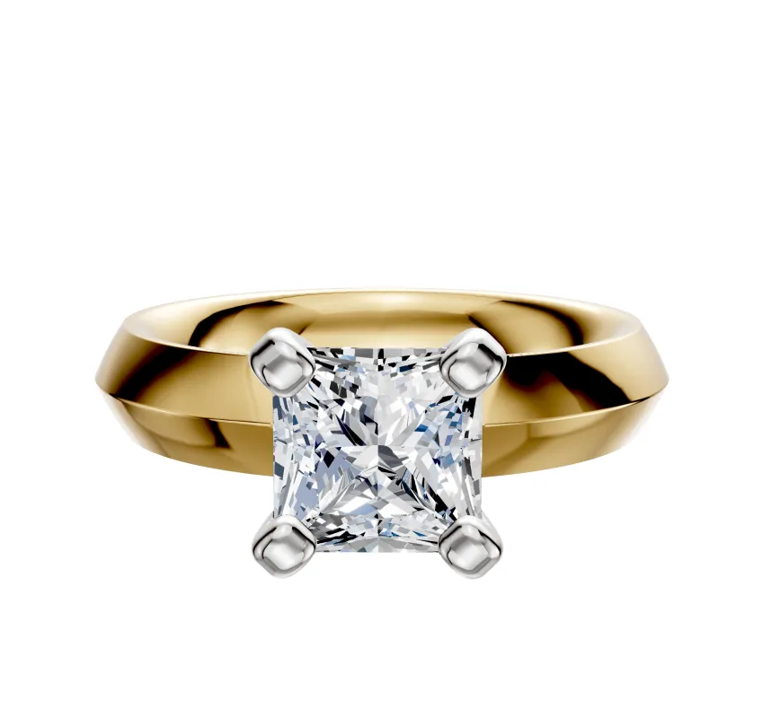 18K Two Tone 4 Prong Classic Knife Edge 4.0mm Engagement Ring made by Effy