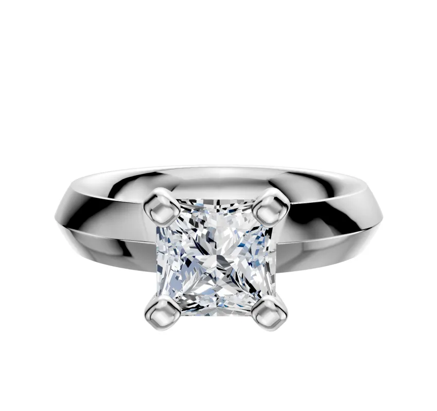 Platinum 4 Prong Classic Knife Edge 4.0mm Engagement Ring sold by Effy