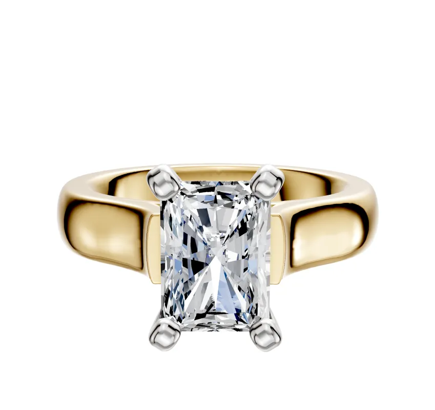 14K Two Tone 4 Prong Cathedral Dome 4.0mm Engagement Ring made by Effy