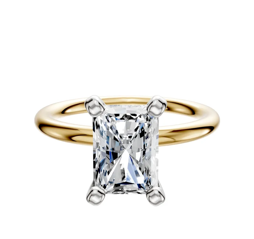 14K Two Tone 4 Prong Classic Dome 2.0mm Engagement Ring made by Effy