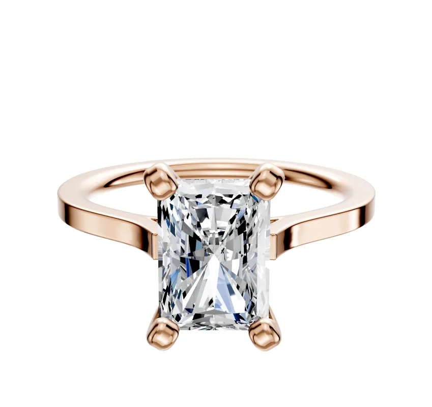 14K Rose Gold 4 Prong Cathedral Flat 1.5mm Engagement Ring made by Effy