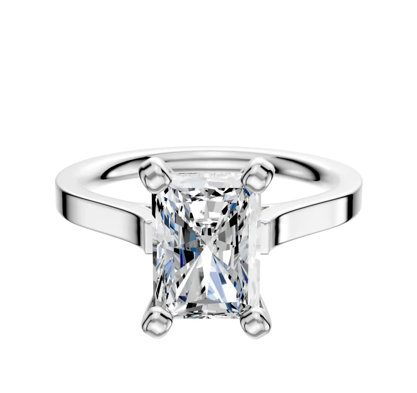14K White Gold 4 Prong Cathedral Flat 2.0mm Engagement Ring made by Effy
