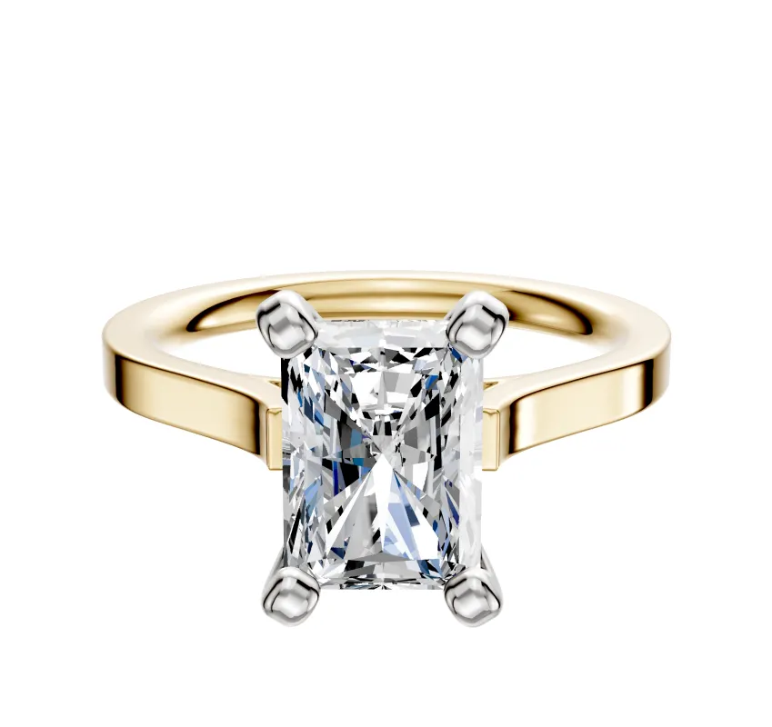 18K Two Tone 4 Prong Cathedral Flat 2.0mm Engagement Ring made by Effy