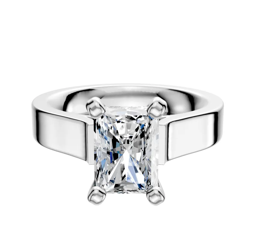 18K White Gold 4 Prong Cathedral Flat 4.0mm Engagement Ring made by Effy