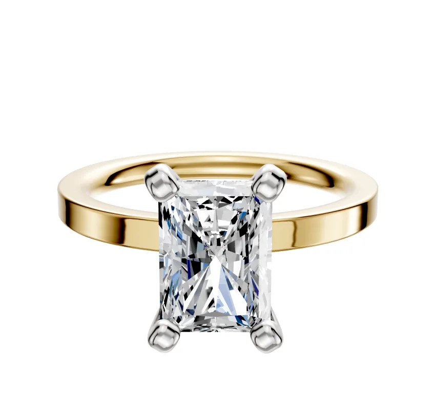 14K Two Tone 4 Prong Classic Flat 2.0mm Engagement Ring made by Effy