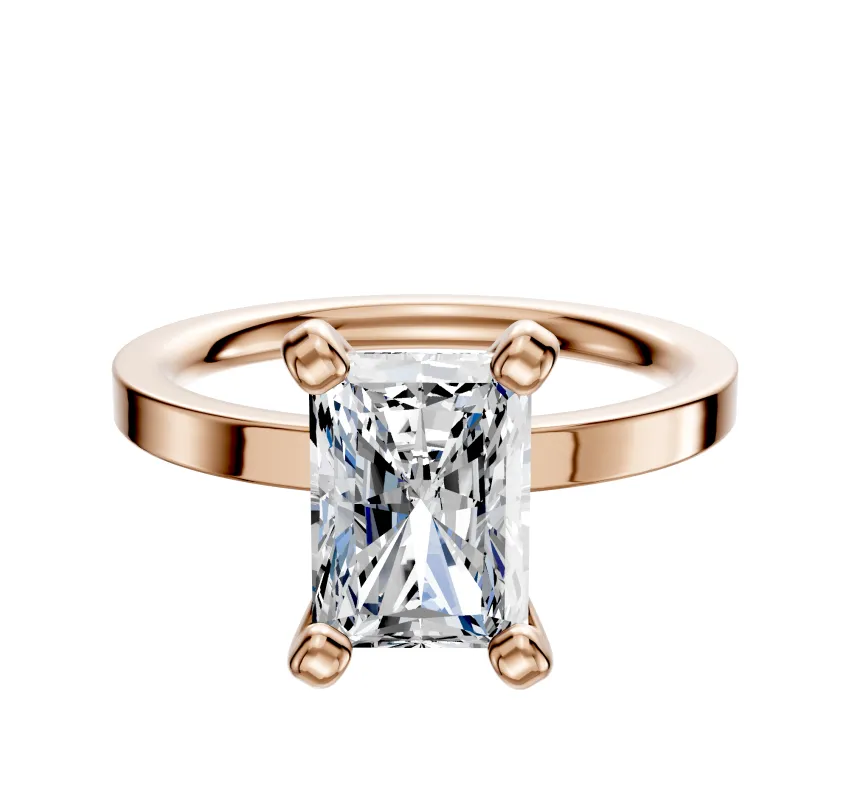 18K Rose Gold 4 Prong Classic Flat 2.0mm Engagement Ring made by Effy