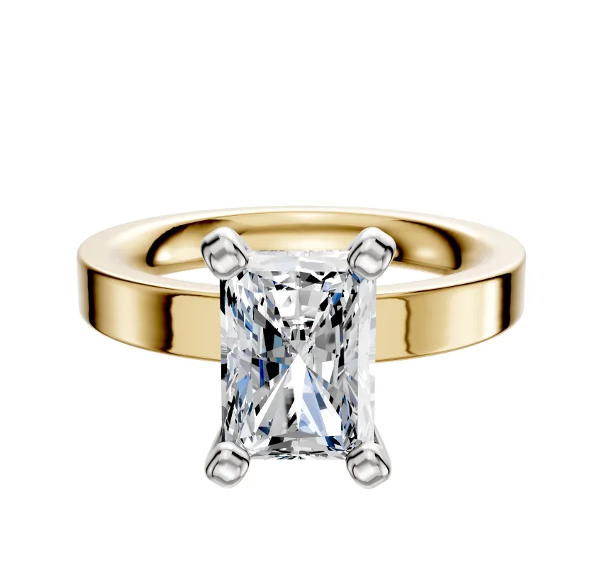 14K Two Tone 4 Prong Classic Flat 3.0mm Engagement Ring made by Effy