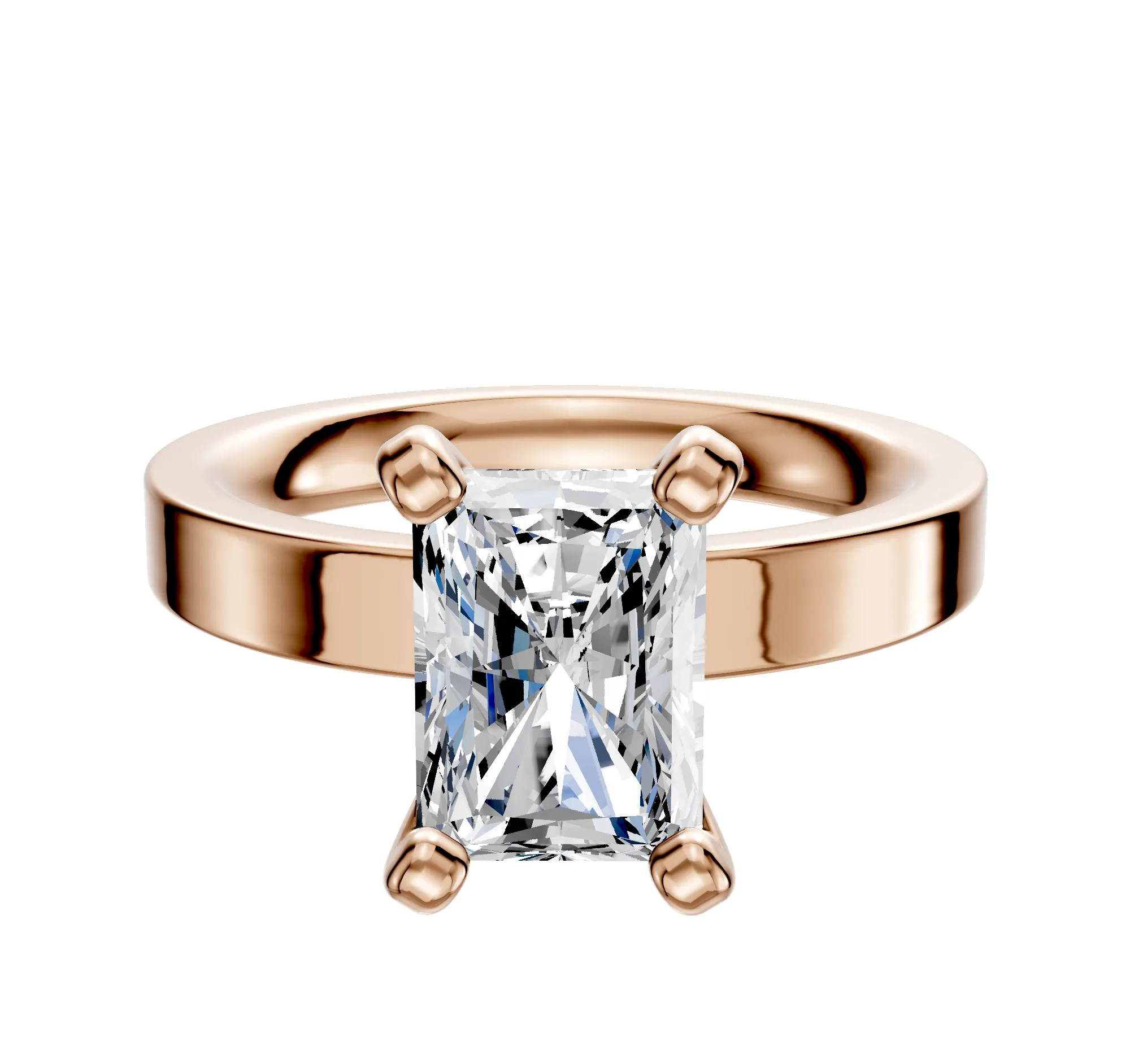18K Rose Gold 4 Prong Classic Flat 3.0mm Engagement Ring sold by Effy