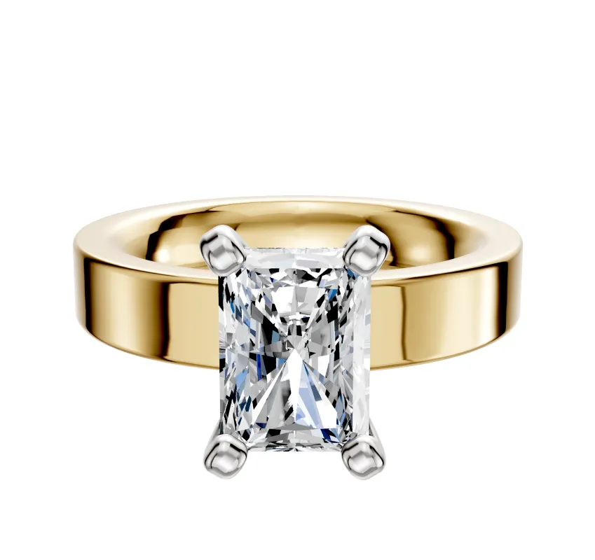 18K Two Tone 4 Prong Classic Flat 4.0mm Engagement Ring sold by Effy