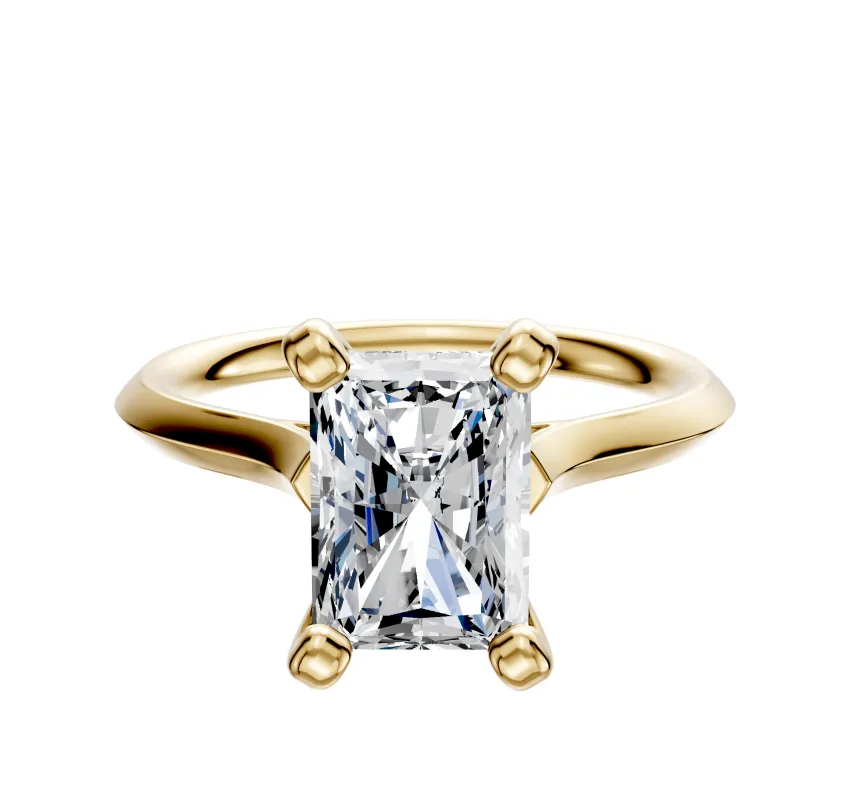 18K Yellow Gold 4 Prong Cathedral Knife Edge 2.0mm Engagement Ring made by Effy