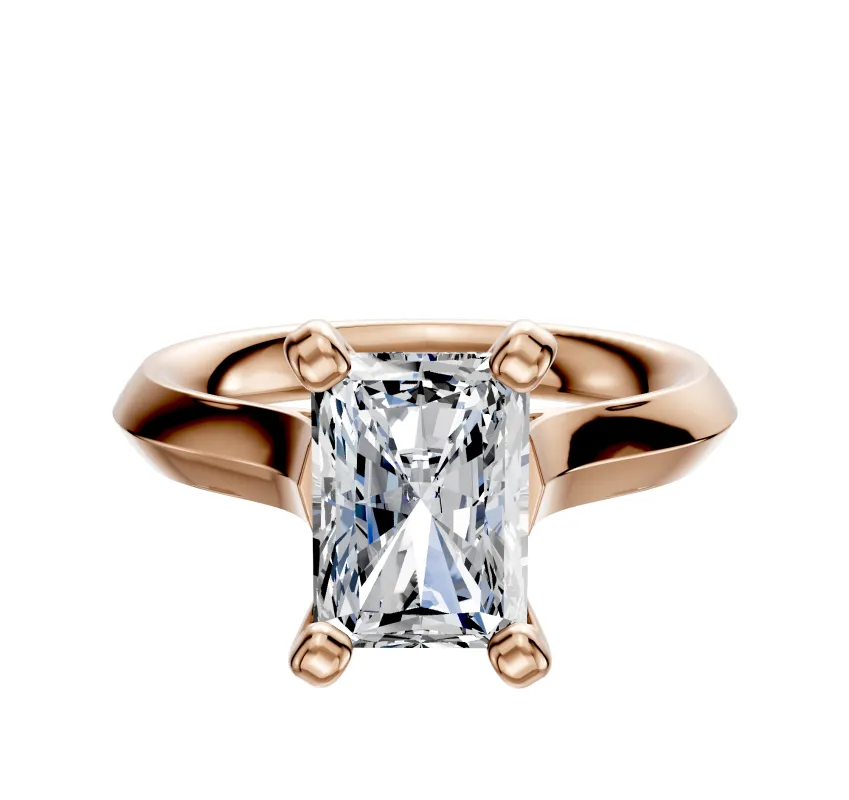 14K Rose Gold 4 Prong Cathedral Knife Edge 3.0mm Engagement Ring sold by Effy