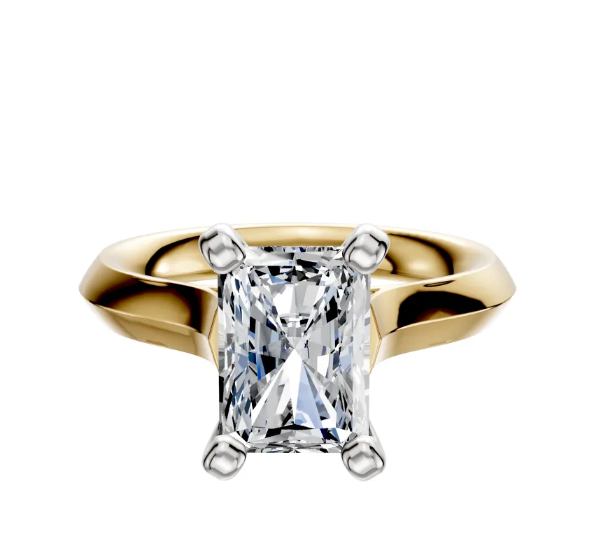 14K Two Tone 4 Prong Cathedral Knife Edge 3.0mm Engagement Ring sold by Effy