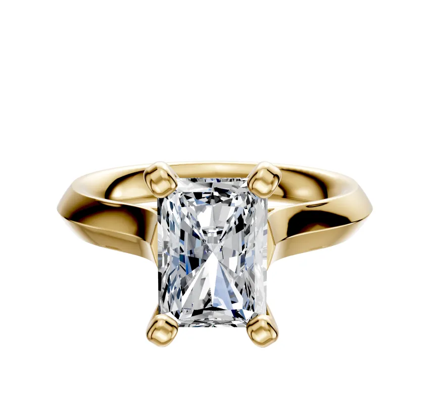 18K Yellow Gold 4 Prong Cathedral Knife Edge 3.0mm Engagement Ring sold by Effy