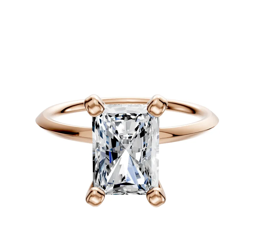 14K Rose Gold 4 Prong Classic Knife Edge 1.5mm Engagement Ring made by Effy