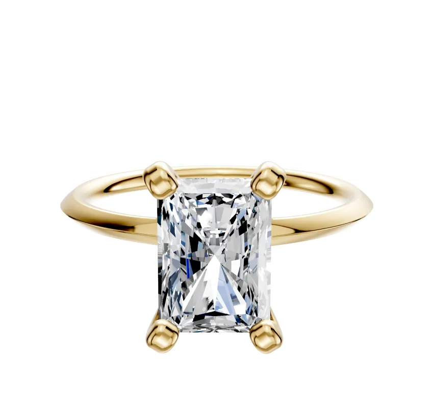 14K Yellow Gold 4 Prong Classic Knife Edge 1.5mm Engagement Ring made by Effy