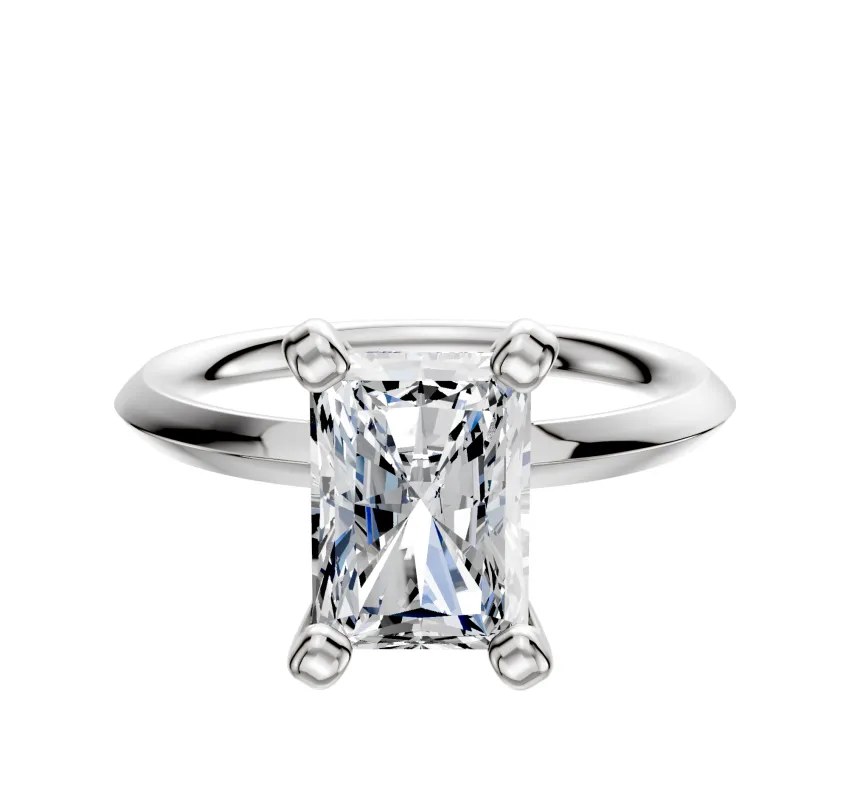 14K White Gold 4 Prong Classic Knife Edge 2.0mm Engagement Ring made by Effy