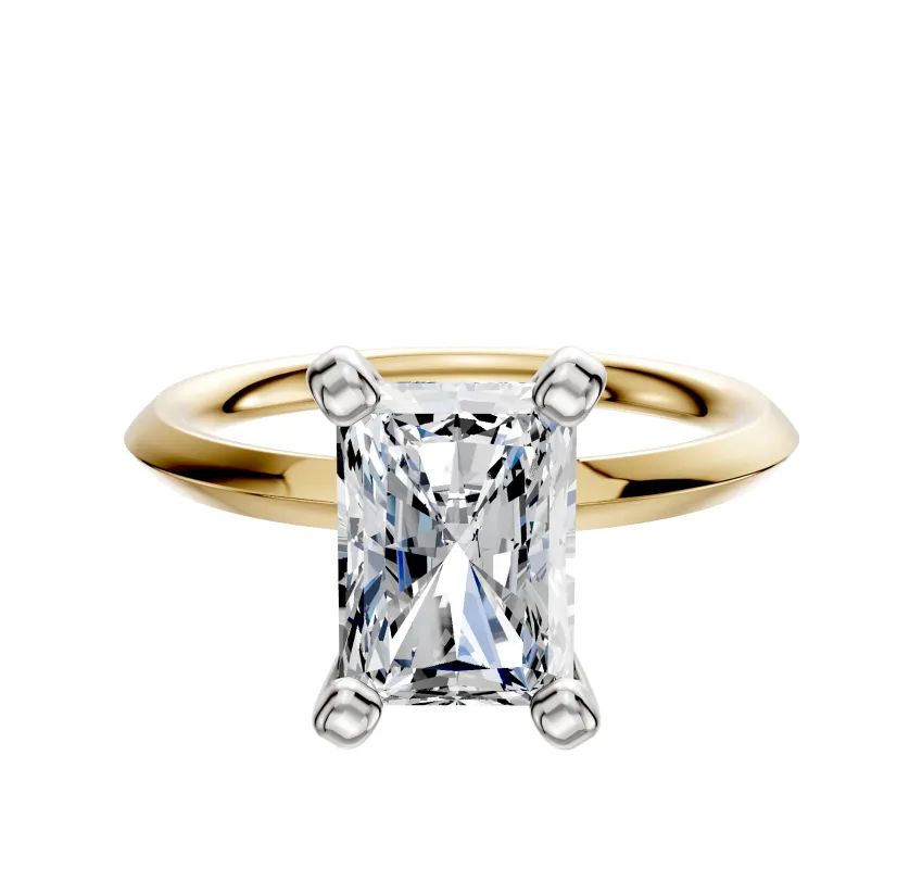 18K Two Tone 4 Prong Classic Knife Edge 2.0mm Engagement Ring made by Effy