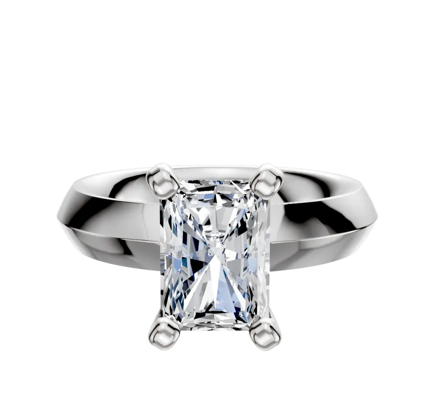 14K White Gold 4 Prong Classic Knife Edge 4.0mm Engagement Ring made by Effy