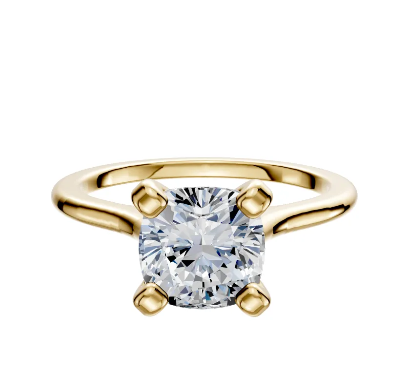 14K Yellow Gold 4 Prong Cathedral Dome 1.5mm Engagement Ring made by Effy