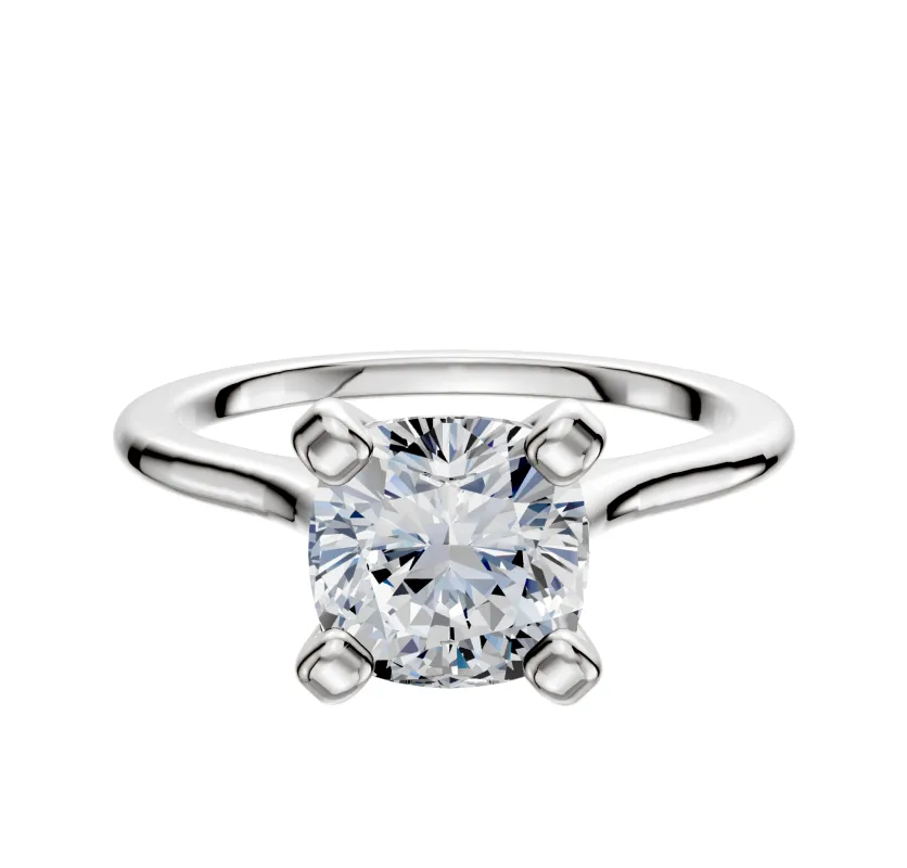 18K White Gold 4 Prong Cathedral Dome 1.5mm Engagement Ring made by Effy