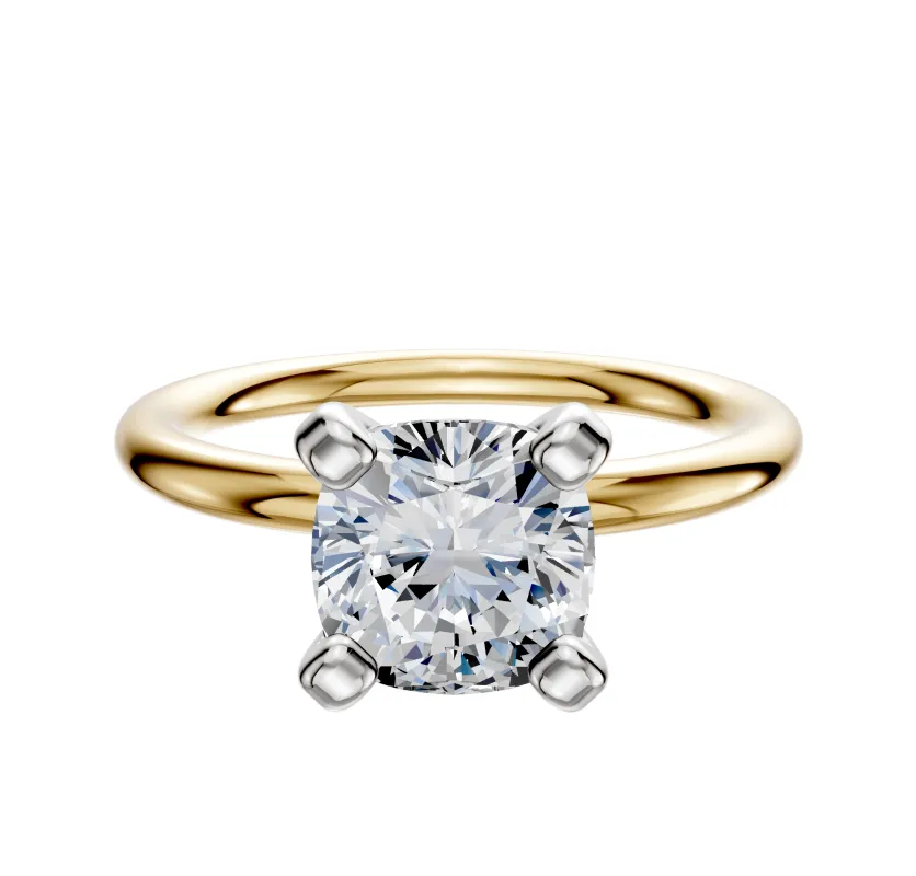 14K Two Tone 4 Prong Classic Dome 2.0mm Engagement Ring made by Effy