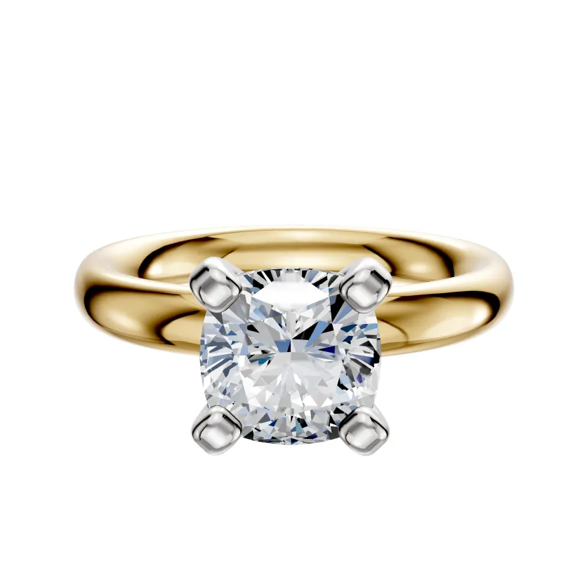 18K Two Tone 4 Prong Classic Dome 3.0mm Engagement Ring made by Effy