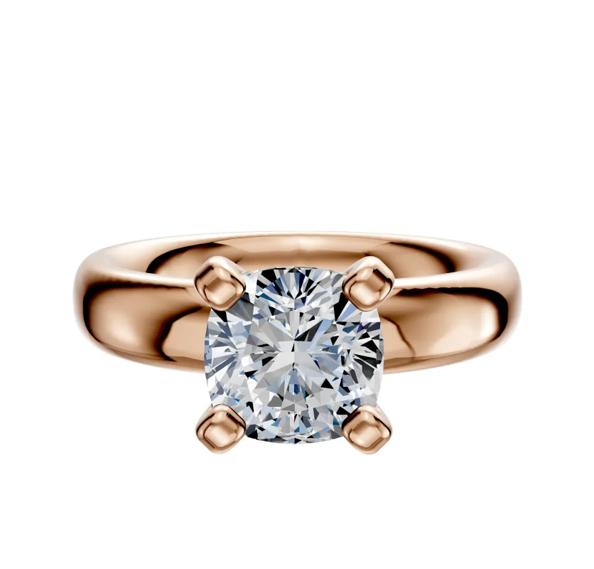 18K Rose Gold 4 Prong Classic Dome 4.0mm Engagement Ring made by Effy