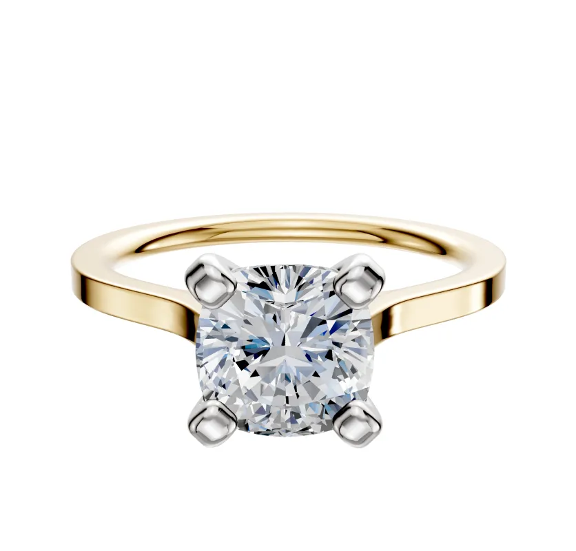 14K Two Tone 4 Prong Cathedral Flat 1.5mm Engagement Ring sold by Effy