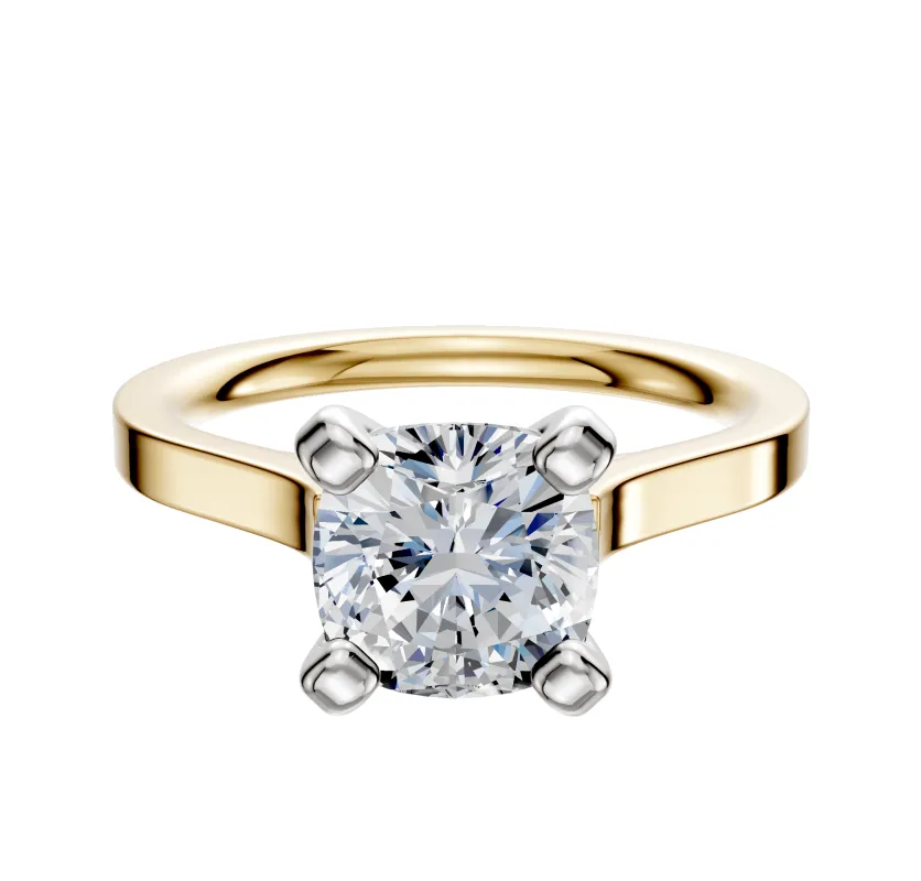 18K Two Tone 4 Prong Cathedral Flat 2.0mm Engagement Ring sold by Effy