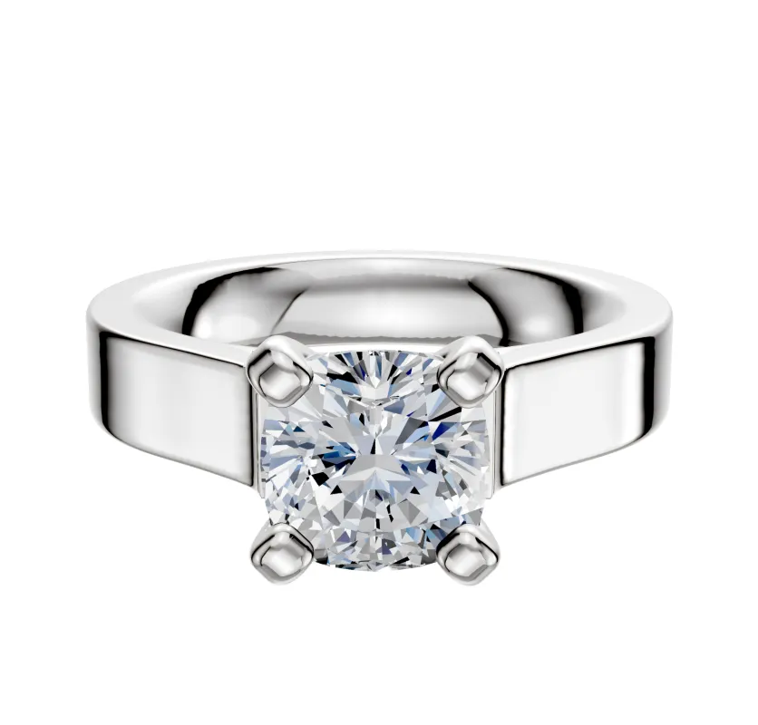 Platinum 4 Prong Cathedral Flat 4.0mm Engagement Ring sold by Effy