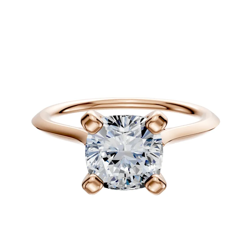 14K Rose Gold 4 Prong Cathedral Knife Edge 1.5mm Engagement Ring made by Effy