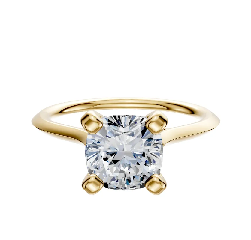 14K Yellow Gold 4 Prong Cathedral Knife Edge 1.5mm Engagement Ring made by Effy