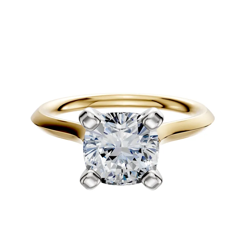 14K Two Tone 4 Prong Cathedral Knife Edge 2.0mm Engagement Ring made by Effy