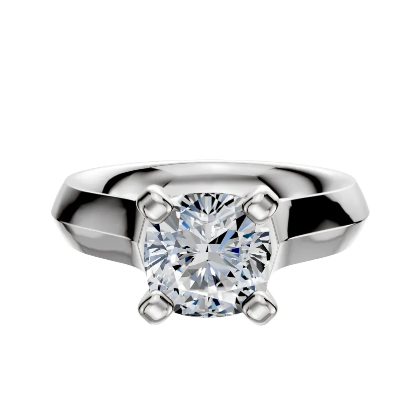 Platinum 4 Prong Cathedral Knife Edge 4.0mm Engagement Ring sold by Effy