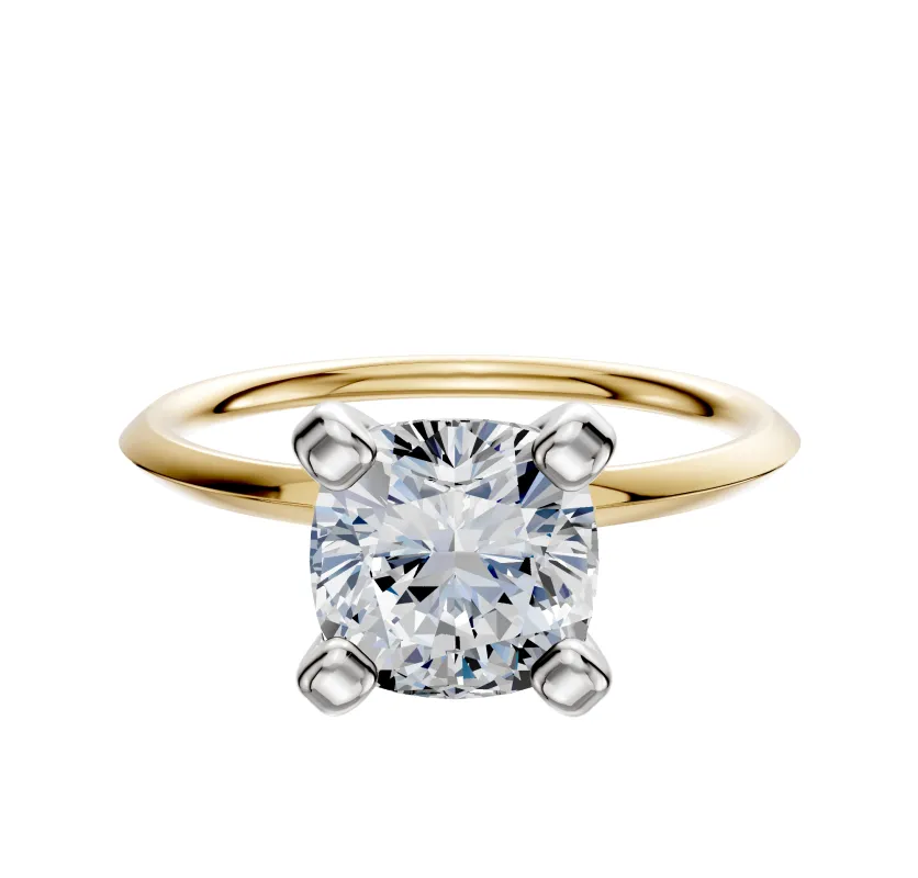 14K Two Tone 4 Prong Classic Knife Edge 1.5mm Engagement Ring made by Effy