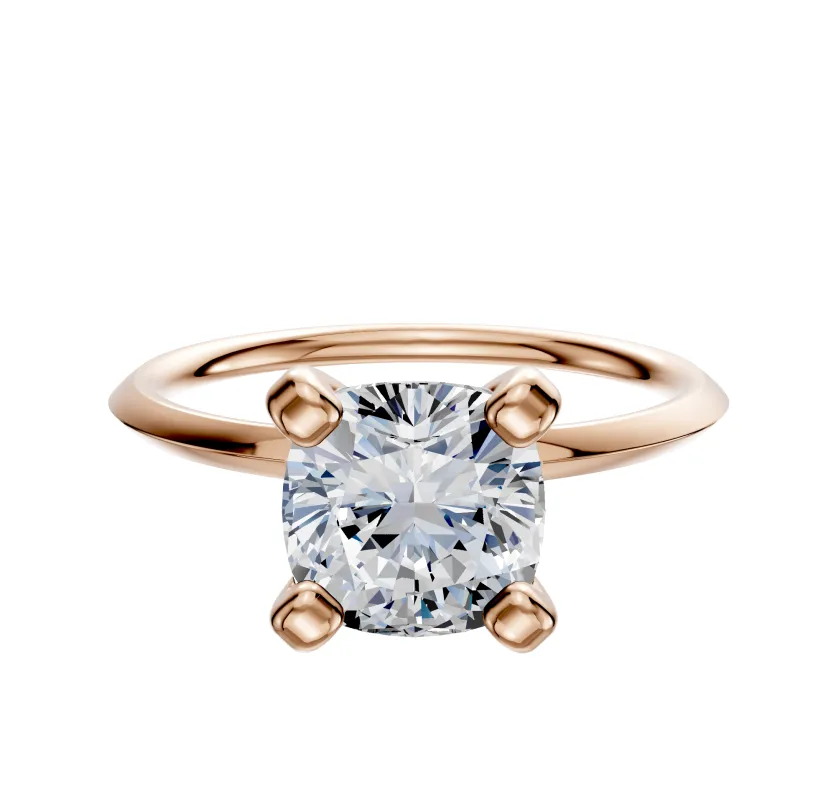 14K Rose Gold 4 Prong Classic Knife Edge 1.5mm Engagement Ring made by Effy