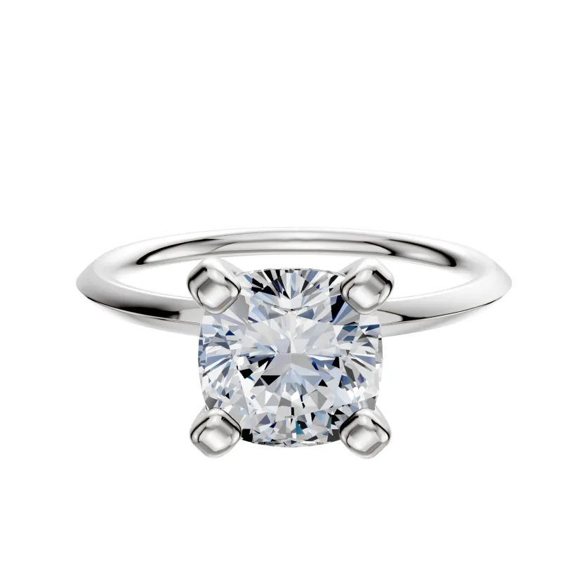 18K White Gold 4 Prong Classic Knife Edge 1.5mm Engagement Ring made by Effy