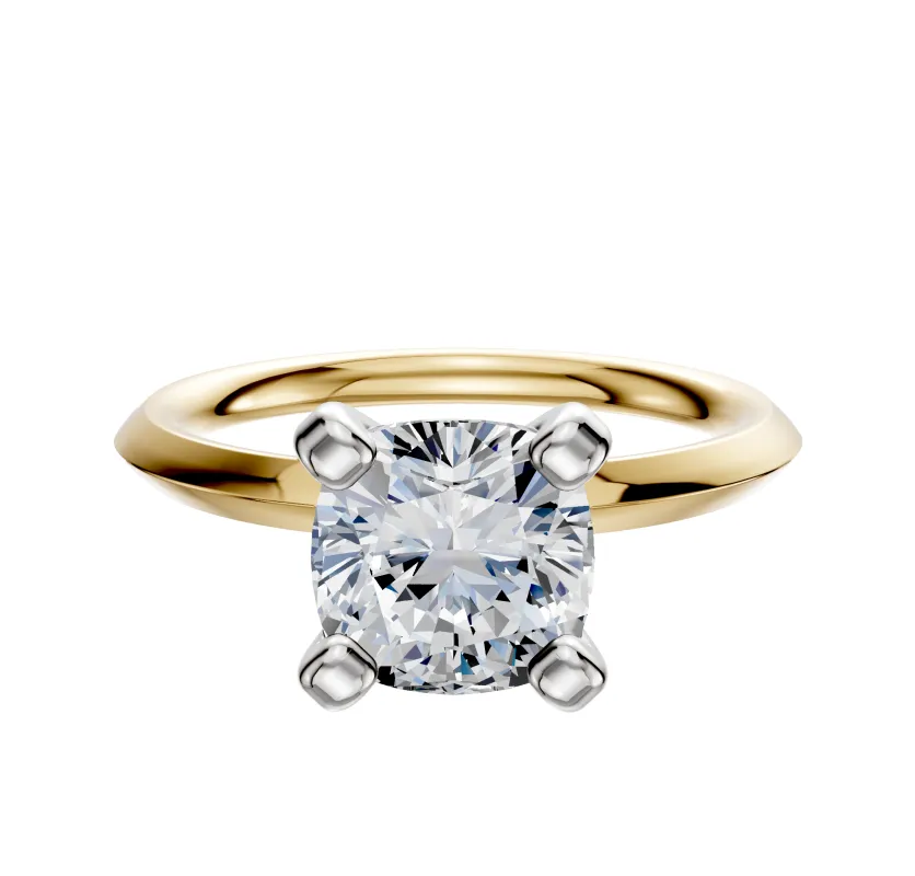 14K Two Tone 4 Prong Classic Knife Edge 2.0mm Engagement Ring sold by Effy