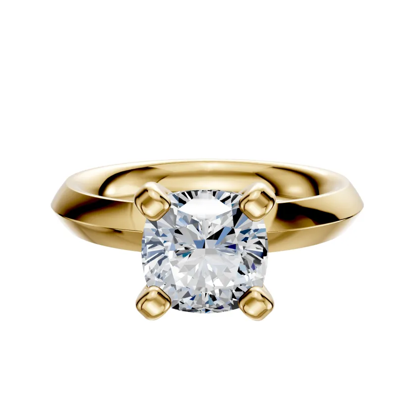 18K Yellow Gold 4 Prong Classic Knife Edge 3.0mm Engagement Ring made by Effy