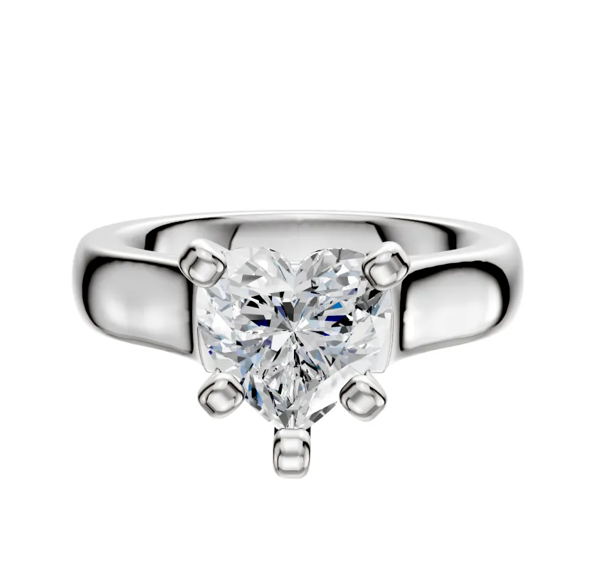 18K White Gold 4 Prong Cathedral Dome 4.0mm Engagement Ring made by Effy