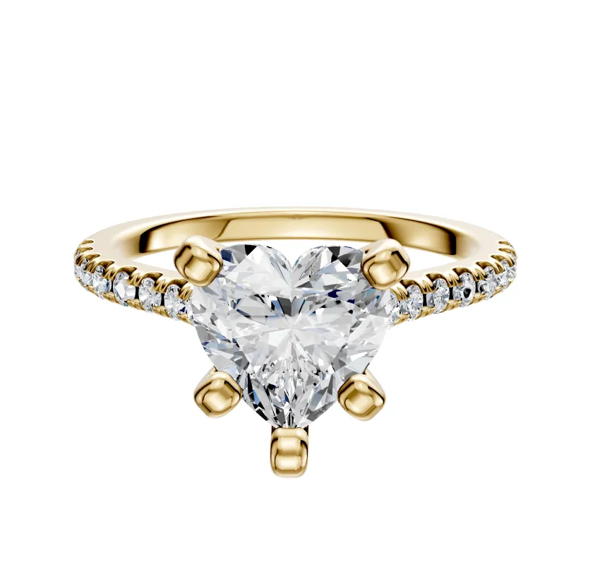 14K Yellow Gold 4 Prong Cathedral Dome 1-Row-Pave 2.5mm Engagement Ring sold by Effy