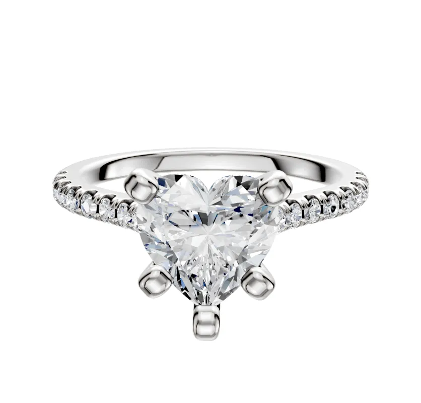 14K White Gold 4 Prong Cathedral Dome 1-Row-Pave 2.5mm Engagement Ring sold by Effy