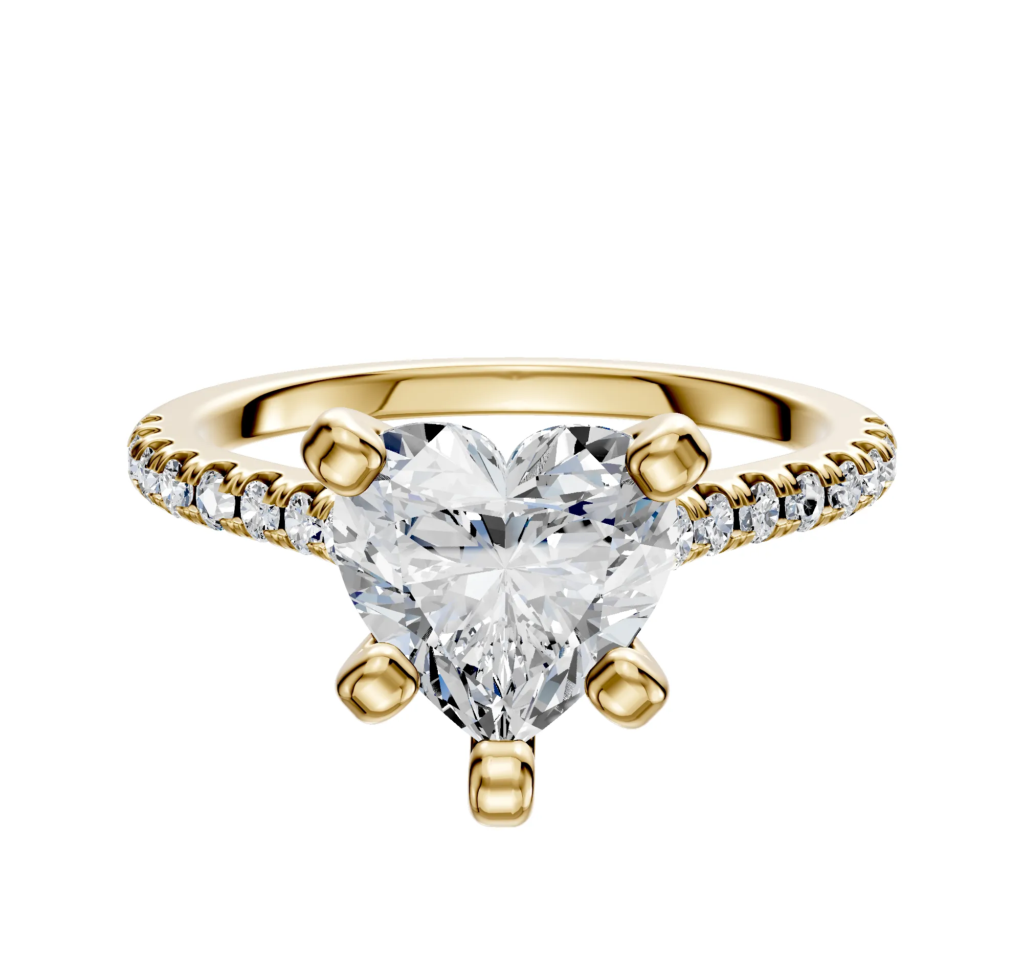 18K Yellow Gold 4 Prong Cathedral Dome 1-Row-Pave 2.5mm Engagement Ring sold by Effy